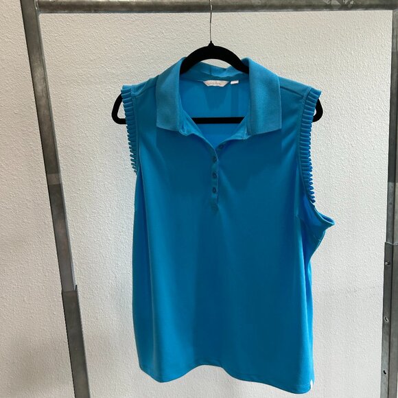 Lady Hagen XXL ruffle sleeveless polo - Picture 1 of 7